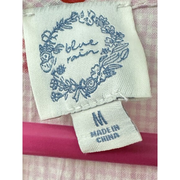 NEW Blue Rain Womens Size Medium Strawberry Front Tie Mini Dress Pink Gingham - Picture 7 of 9